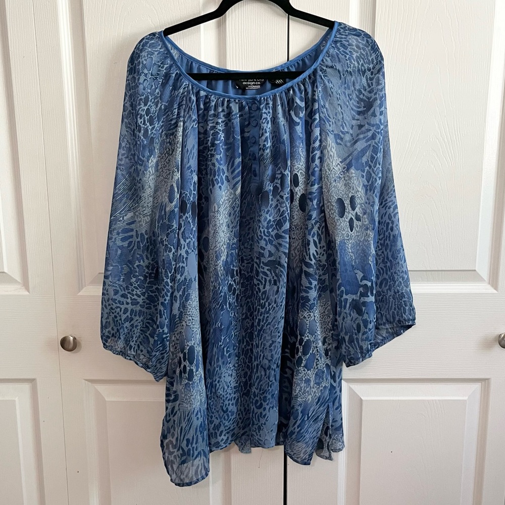 5 for $25! New York City Design Co Blue Blouse 3X